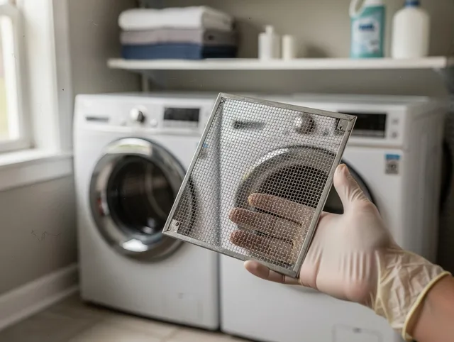 Dartmouth Dryer Vent Cleaning specialist performing detailed lint trap cleaning service in Dartmouth