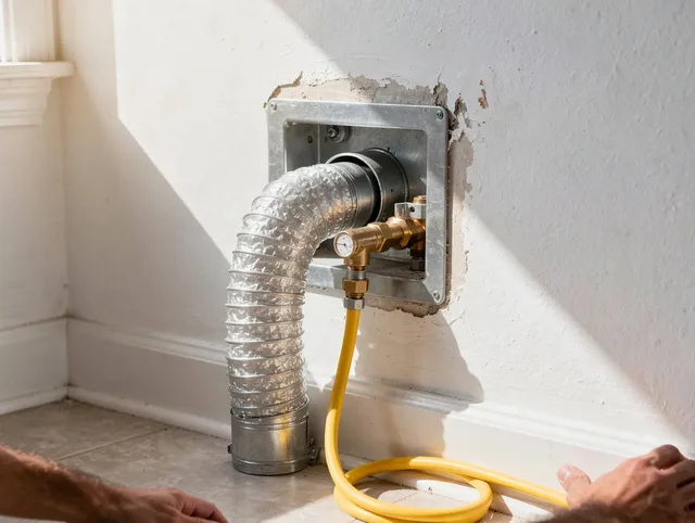 Dartmouth Dryer Vent Cleaning certified technician performing specialized gas dryer vent cleaning in Dartmouth